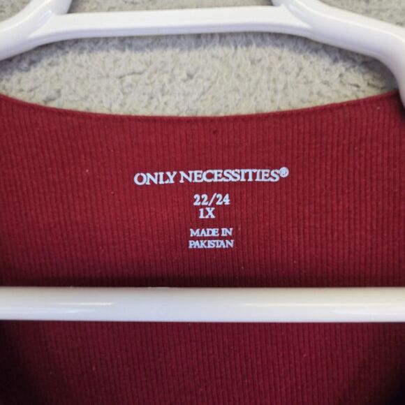 Only Necessities Maxi‎ Dress Womens 1X Red Modest Stretchy Comfort Pockets Snap - Picture 3 of 16